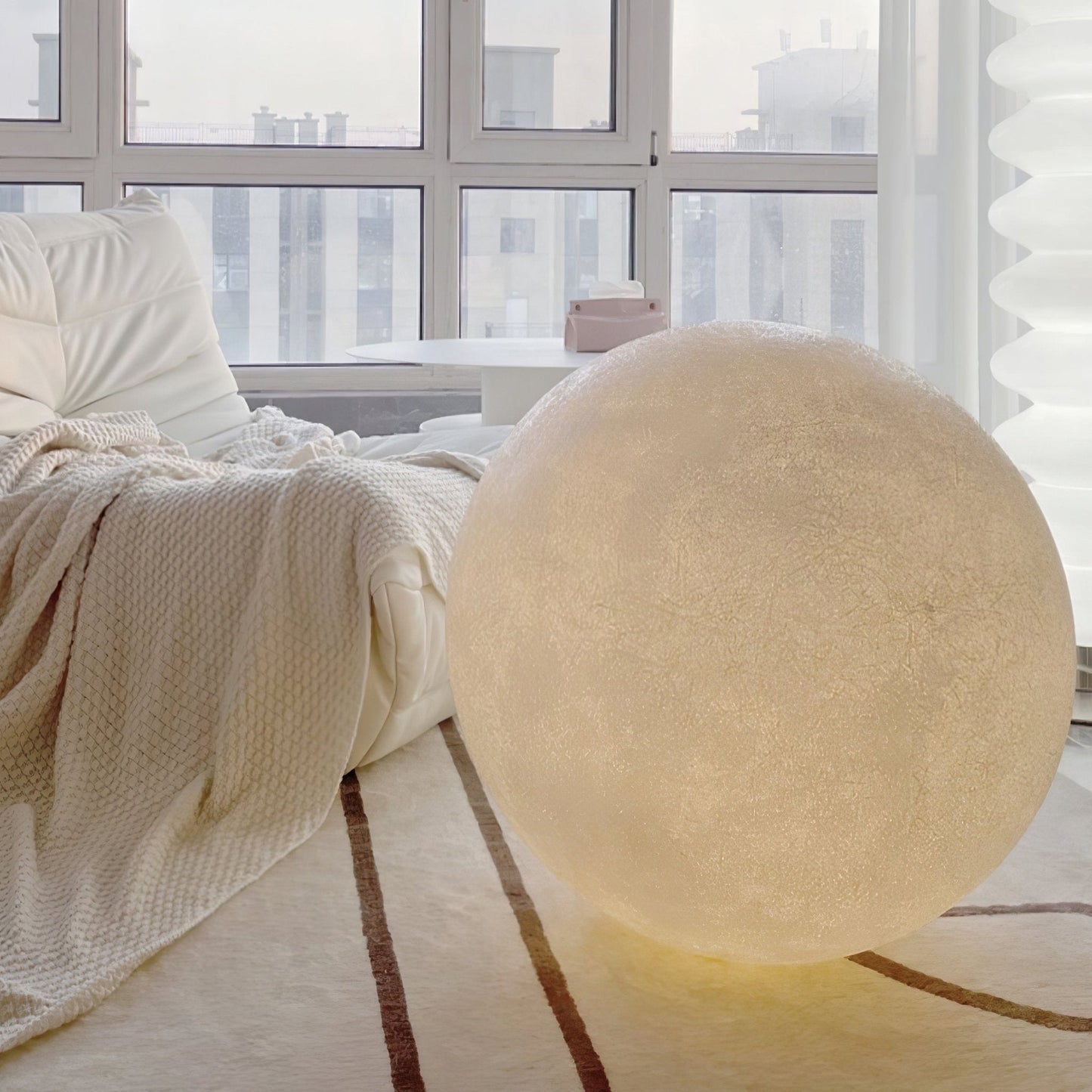 Moon Table Lamp | White FRP Fiber | Multiple Sizes Available