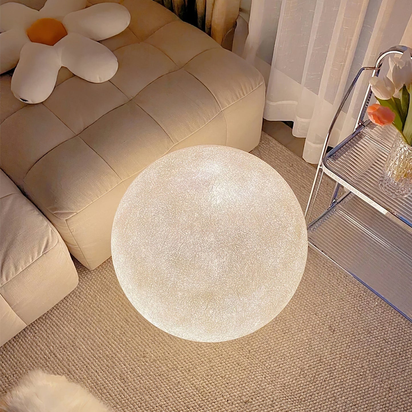 Moon Table Lamp | White FRP Fiber | Multiple Sizes Available
