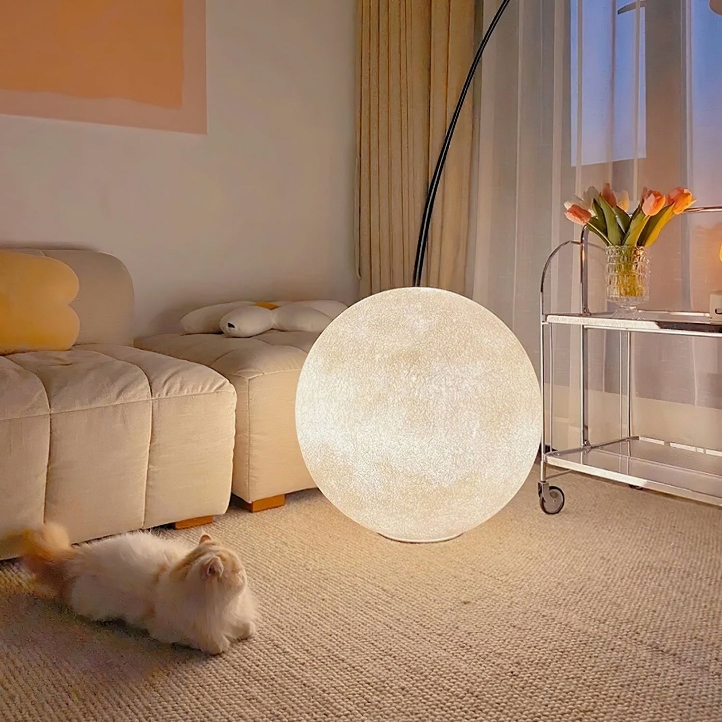 Moon Table Lamp | White FRP Fiber | Multiple Sizes Available