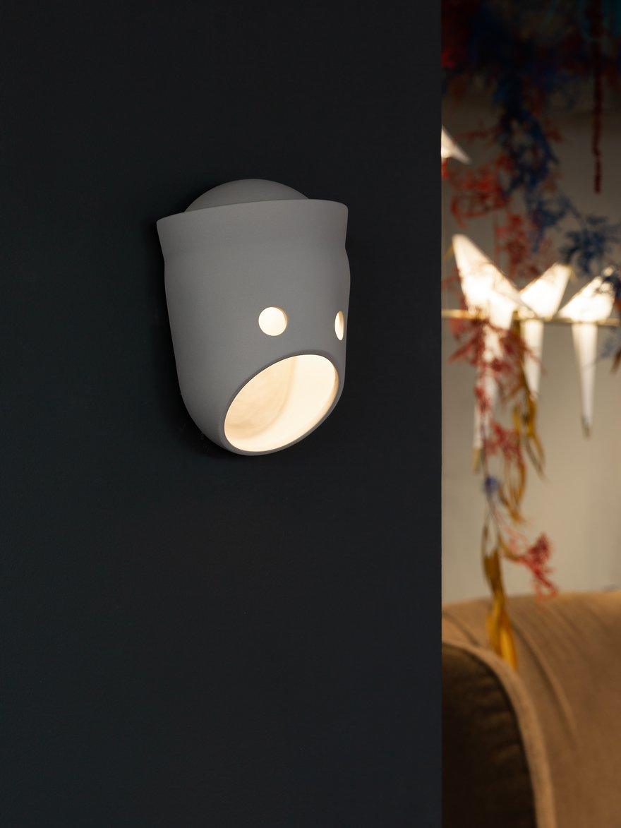 Mask Wall Light | Resin, Aluminum, Iron | Grey