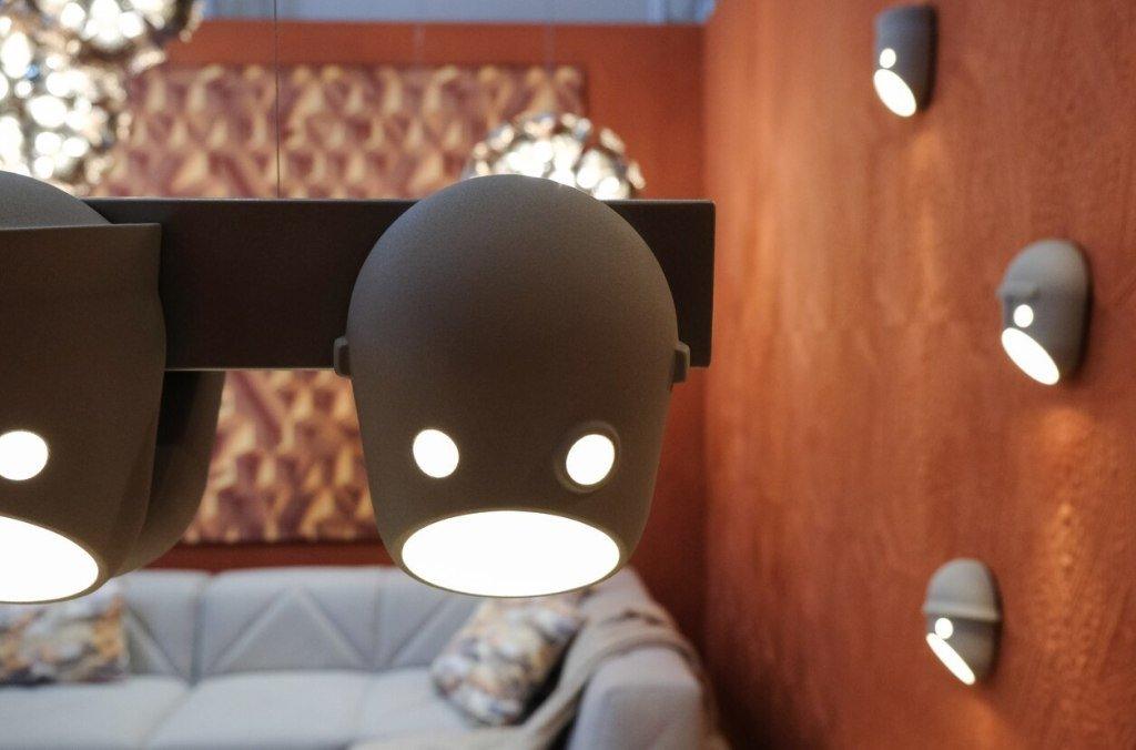Mask Wall Light | Resin, Aluminum, Iron | Grey