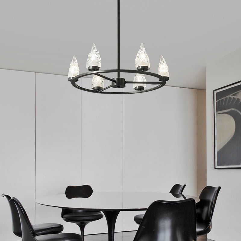 Mountain Peak Chandelier | Black Brass & Clear Glass | 6, 9, or 12 Lights