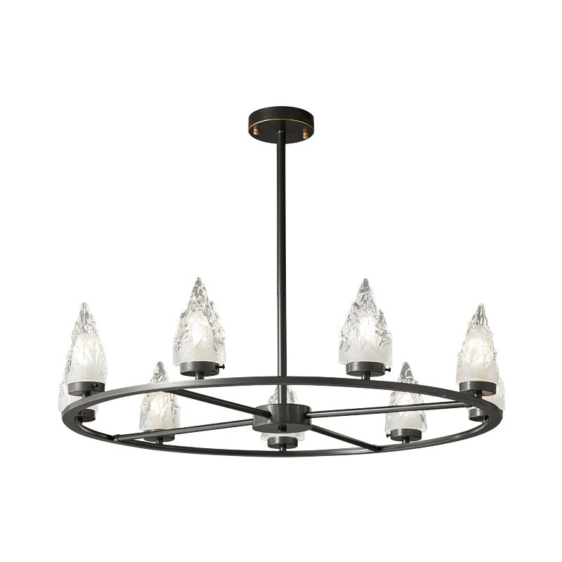 Mountain Peak Chandelier | Black Brass & Clear Glass | 6, 9, or 12 Lights