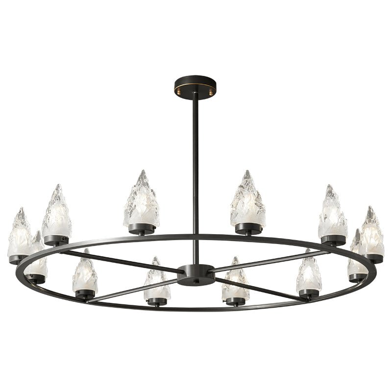 Mountain Peak Chandelier | Black Brass & Clear Glass | 6, 9, or 12 Lights