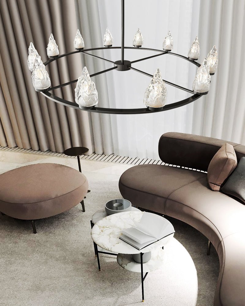 Mountain Peak Chandelier | Black Brass & Clear Glass | 6, 9, or 12 Lights