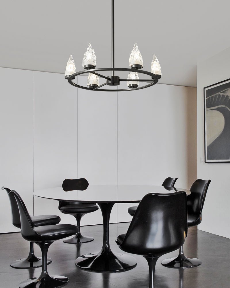 Mountain Peak Chandelier | Black Brass & Clear Glass | 6, 9, or 12 Lights