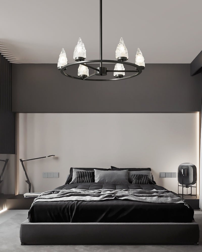 Mountain Peak Chandelier | Black Brass & Clear Glass | 6, 9, or 12 Lights