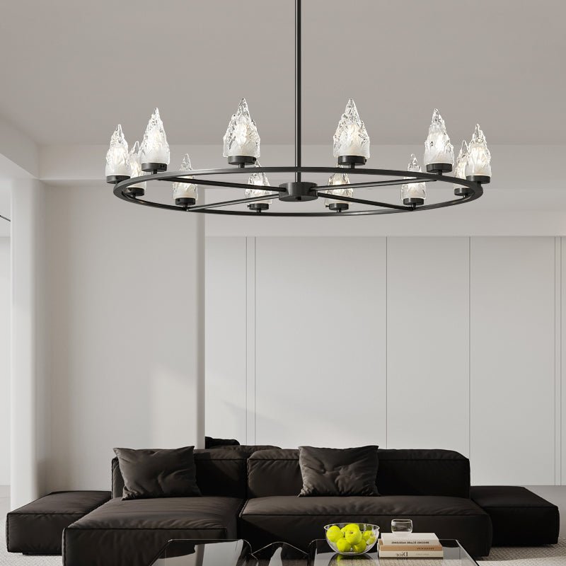Mountain Peak Chandelier | Black Brass & Clear Glass | 6, 9, or 12 Lights