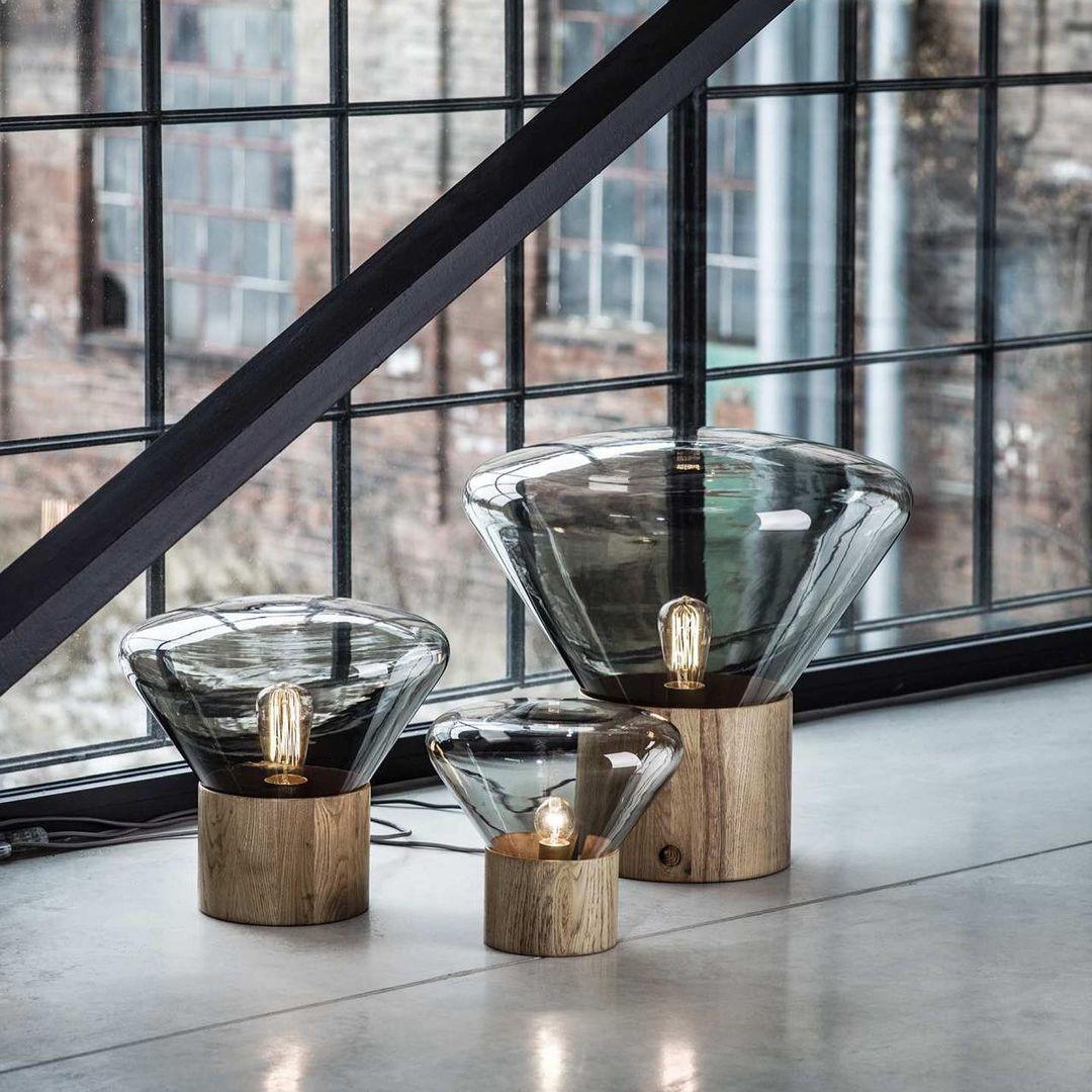 Bois Table Lamp | Wooden & Glass | Clear, Smoke Gray, Amber