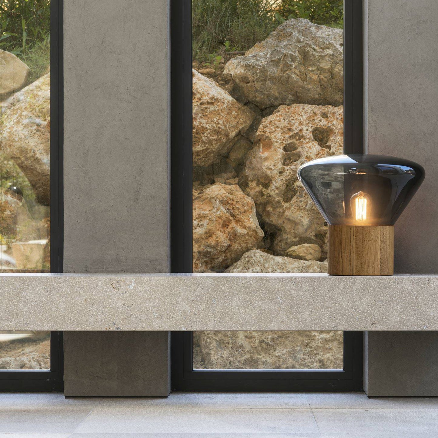 Bois Table Lamp | Wooden & Glass | Clear, Smoke Gray, Amber