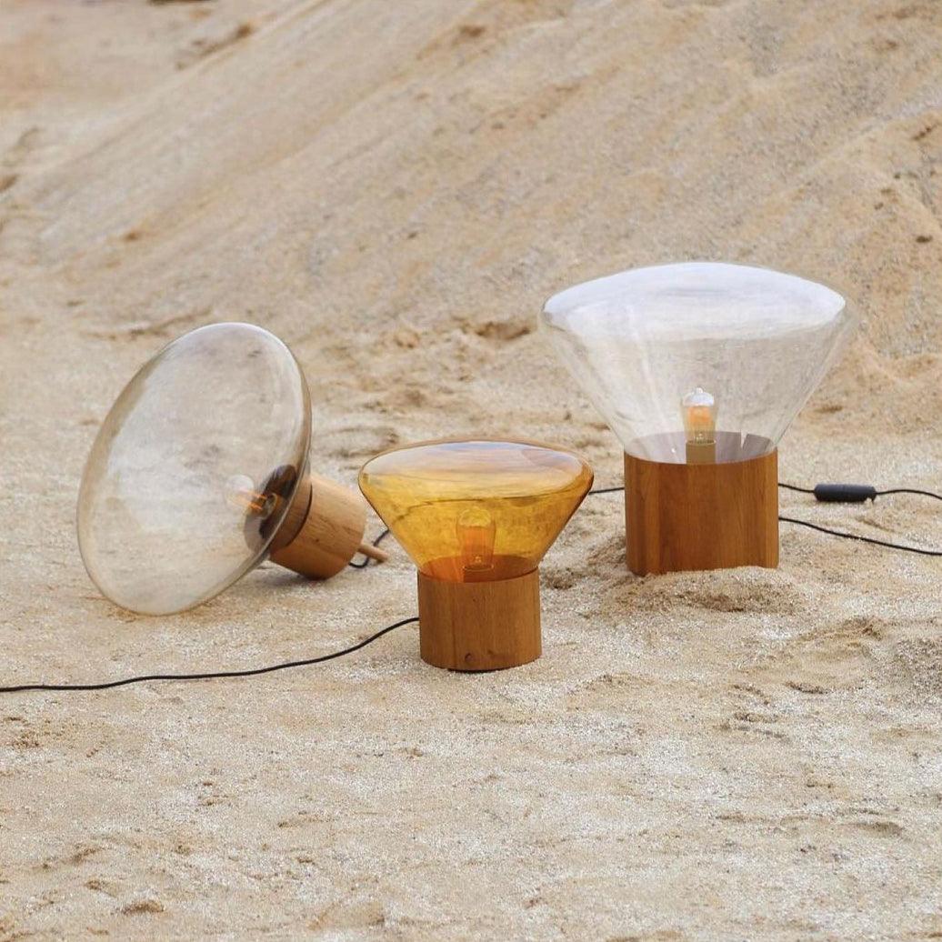 Bois Table Lamp | Wooden & Glass | Clear, Smoke Gray, Amber