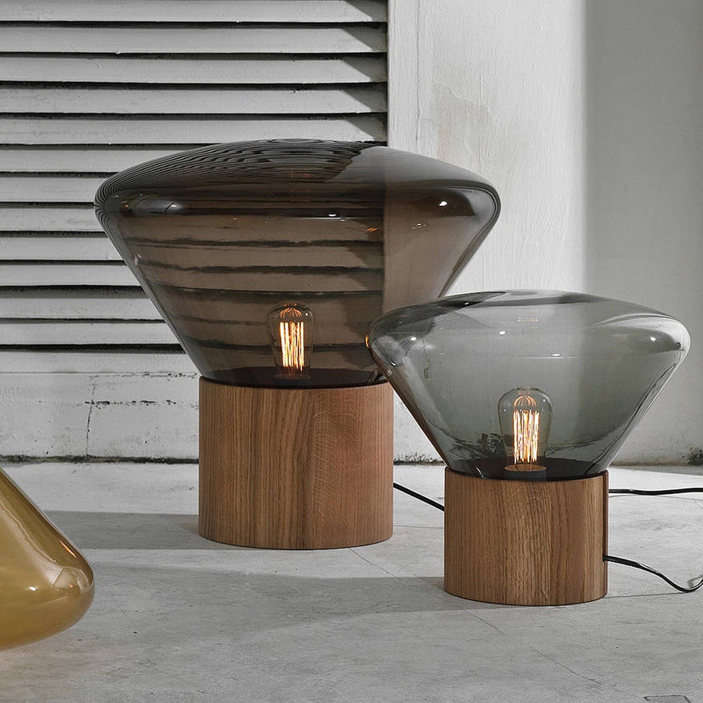 Bois Table Lamp | Wooden & Glass | Clear, Smoke Gray, Amber