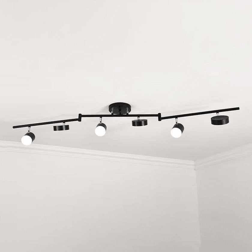 Track Light Ceiling Fixture | Adjustable Metal & Acrylic | Black & Gold