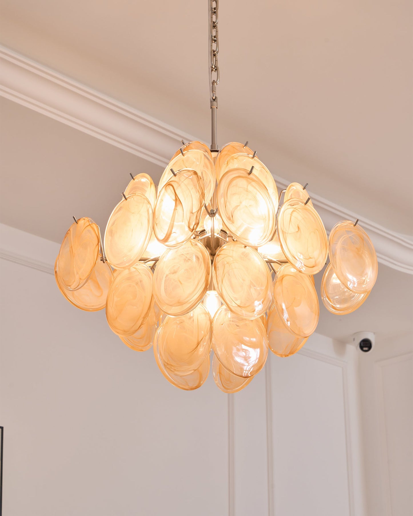 Murano Chandelier | Handblown Glass | Nickel Finish, 49cm Diameter