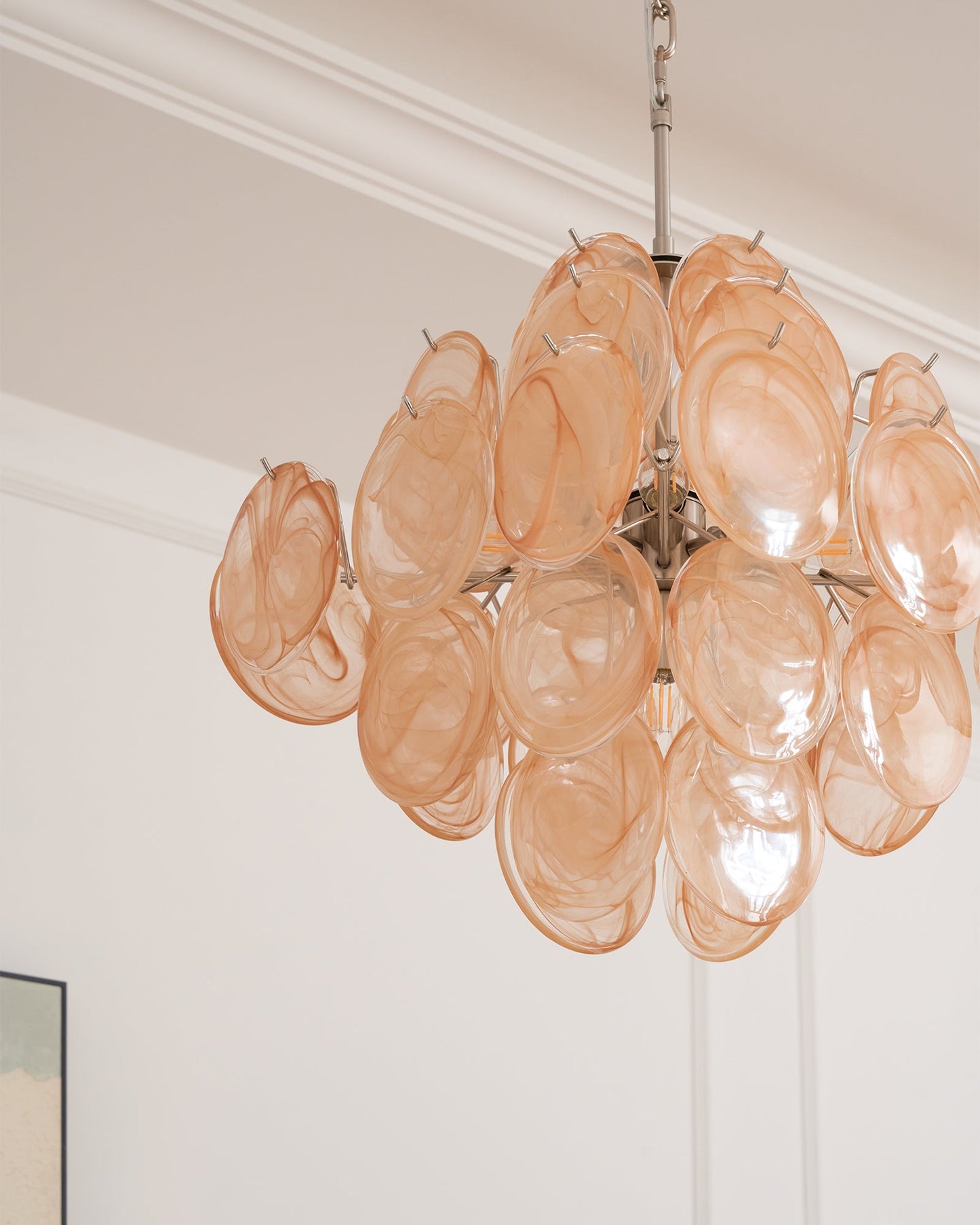 Murano Chandelier | Handblown Glass | Nickel Finish, 49cm Diameter