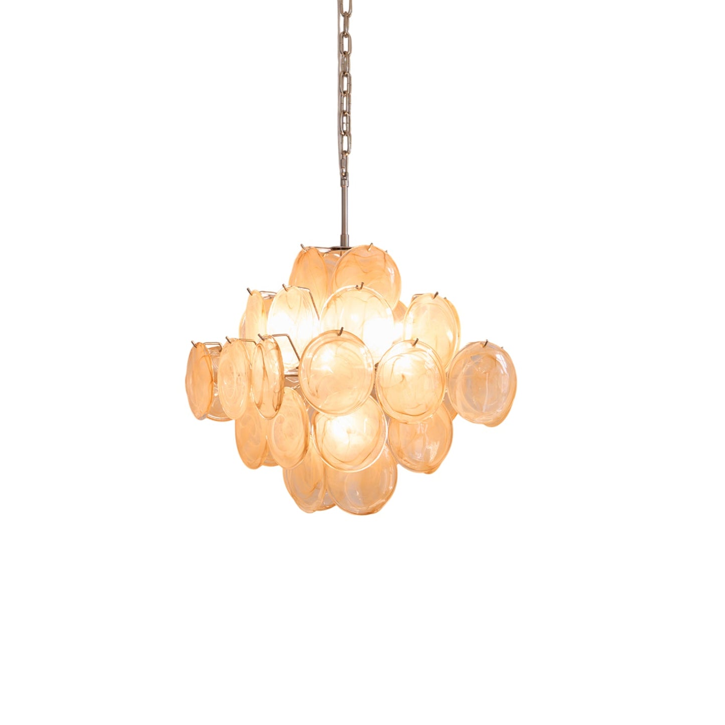 Murano Chandelier | Handblown Glass | Nickel Finish, 49cm Diameter