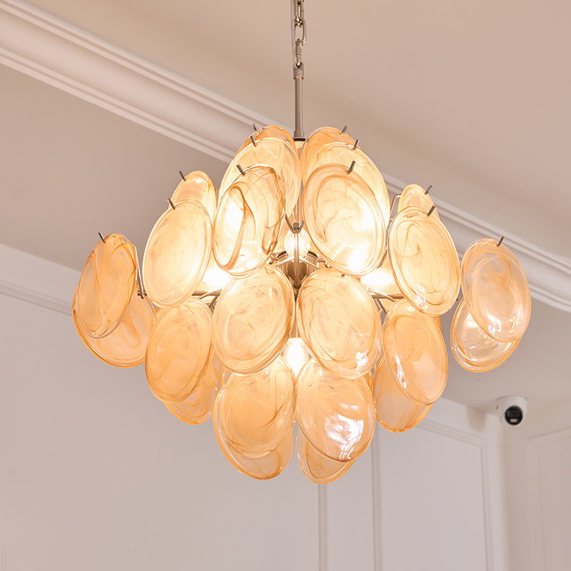 Murano Chandelier | Handblown Glass | Nickel Finish, 49cm Diameter