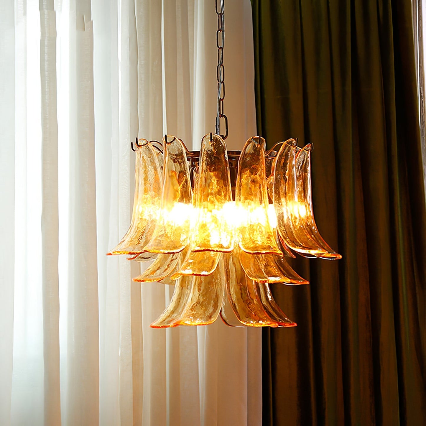 Murano Glass Leaf Chandelier | Handcrafted Italian Design | Copper & Multi-Color Options