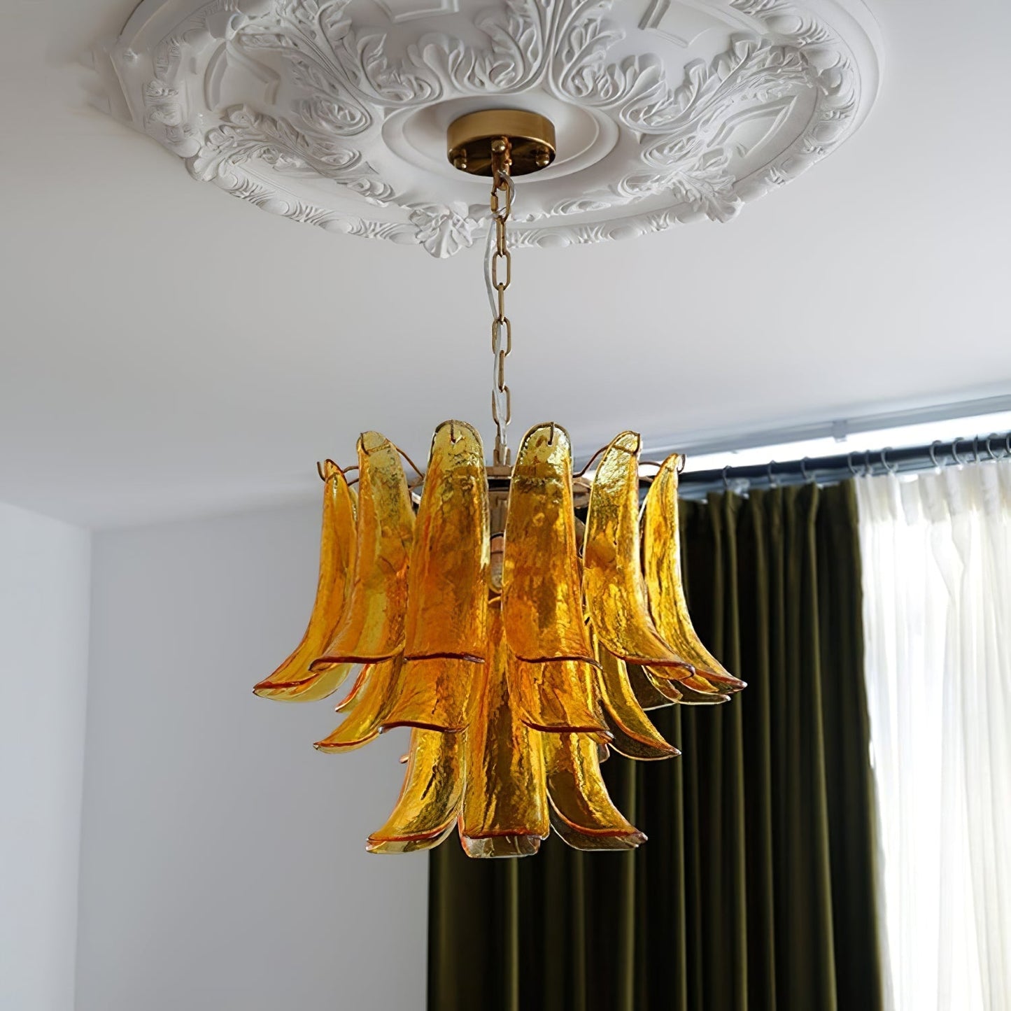 Murano Glass Leaf Chandelier | Handcrafted Italian Design | Copper & Multi-Color Options