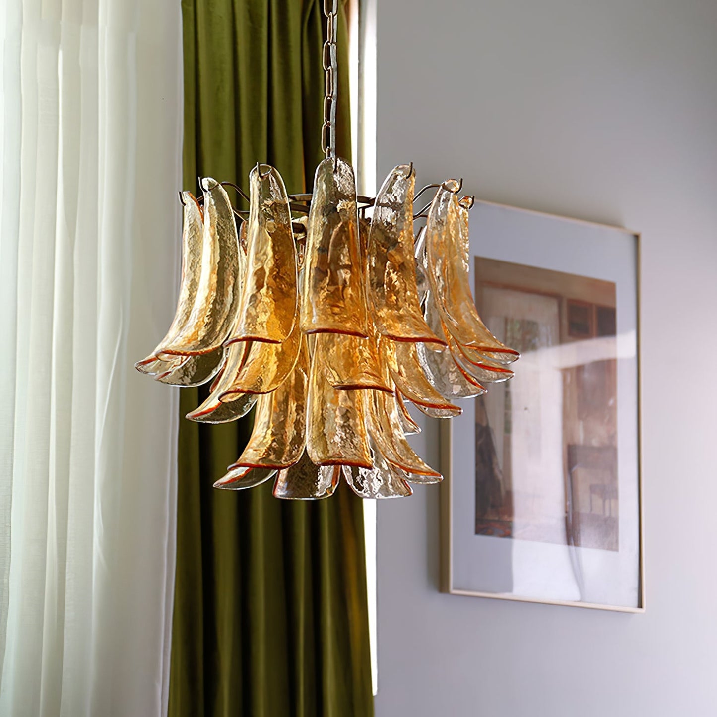 Murano Glass Leaf Chandelier | Handcrafted Italian Design | Copper & Multi-Color Options