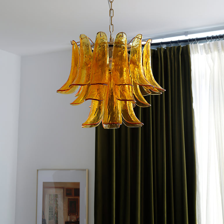 Murano Glass Leaf Chandelier | Handcrafted Italian Design | Copper & Multi-Color Options