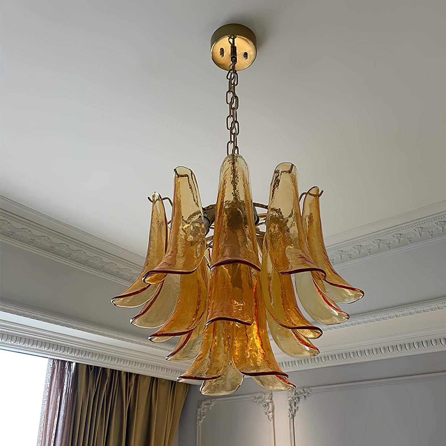 Murano Glass Leaf Chandelier | Handcrafted Italian Design | Copper & Multi-Color Options