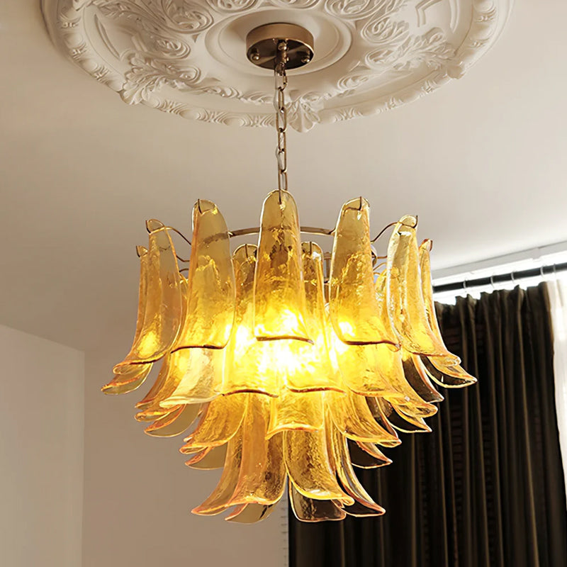 Murano Glass Leaf Chandelier | Handcrafted Italian Design | Copper & Multi-Color Options