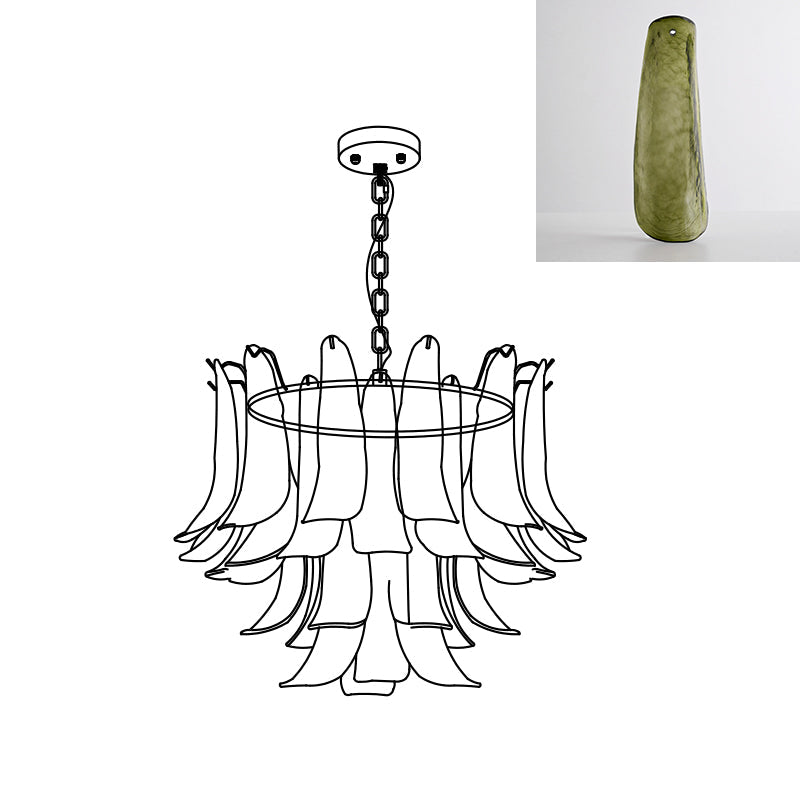 Murano Glass Leaf Chandelier | Handcrafted Italian Design | Copper & Multi-Color Options