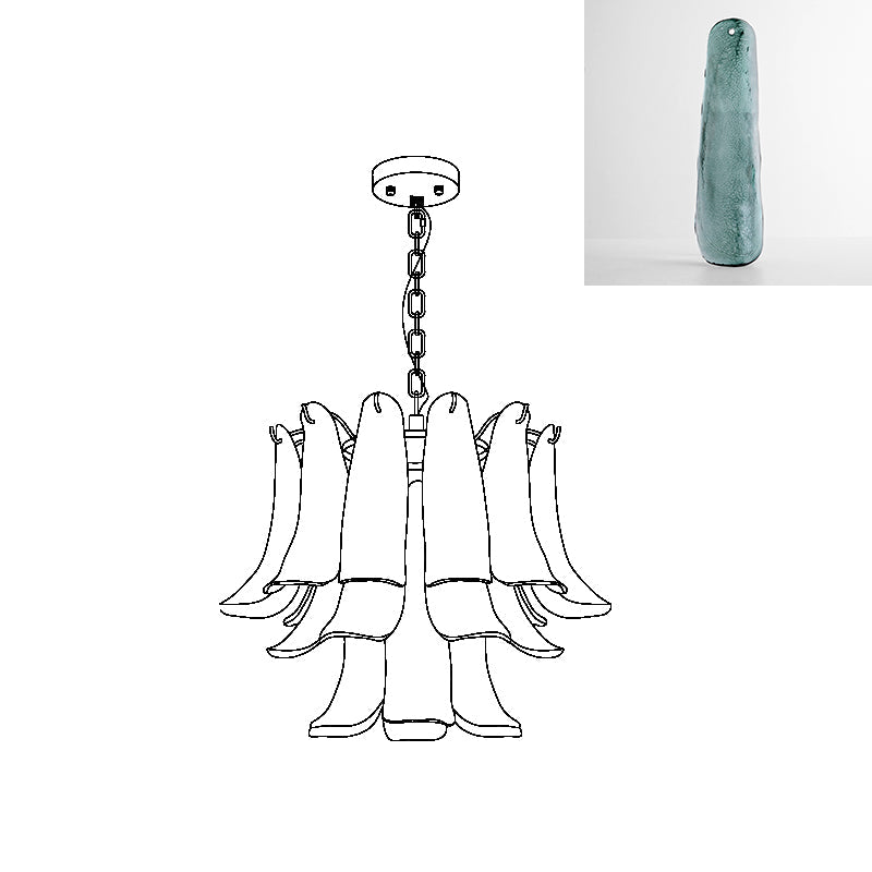 Murano Glass Leaf Chandelier | Handcrafted Italian Design | Copper & Multi-Color Options