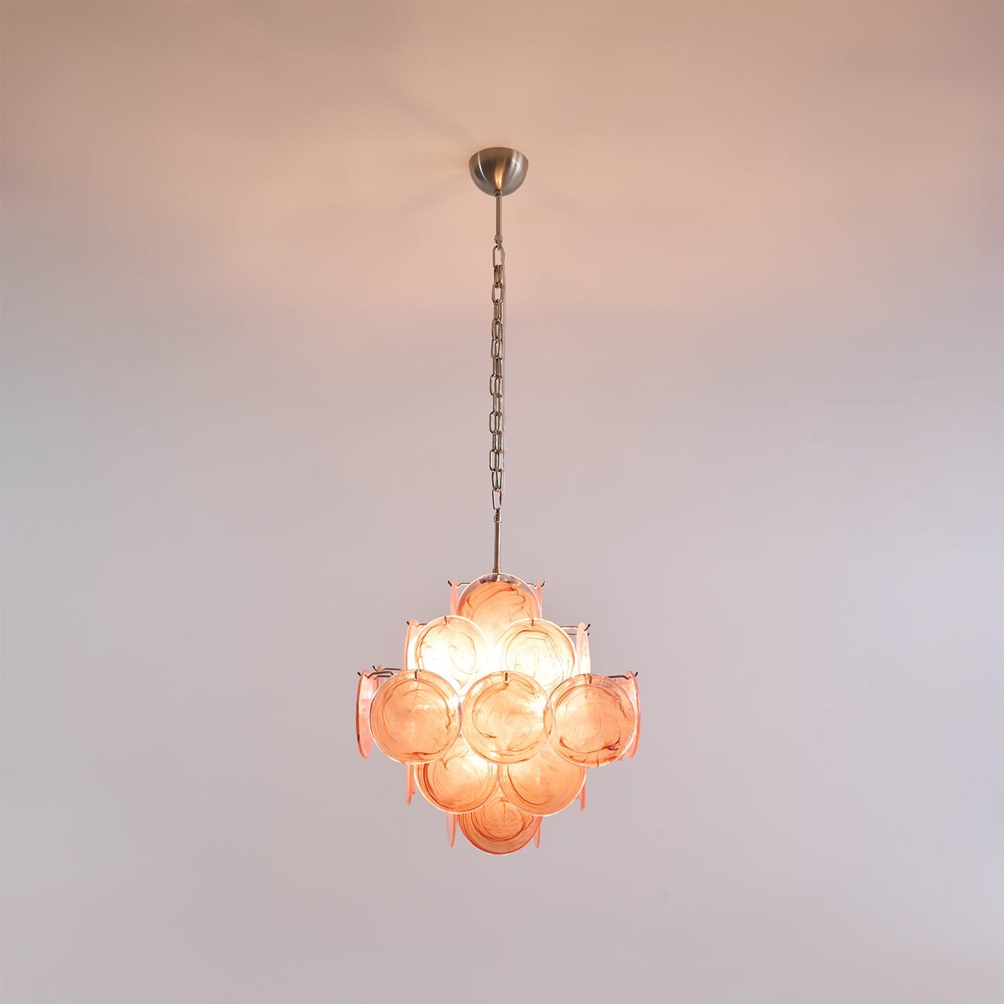 Murano Glass Chandelier | Handcrafted | Pink Cloud Shade