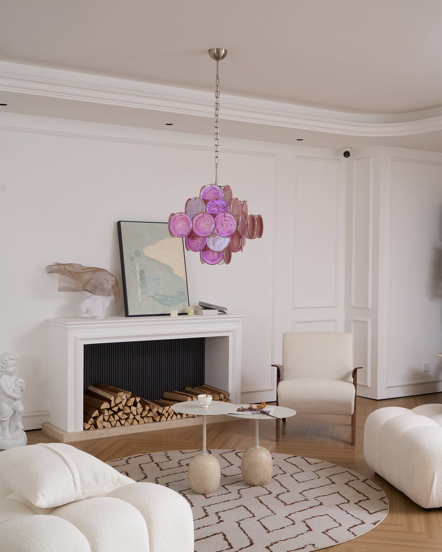 Murano Glass Chandelier | Handcrafted | Pink Cloud Shade