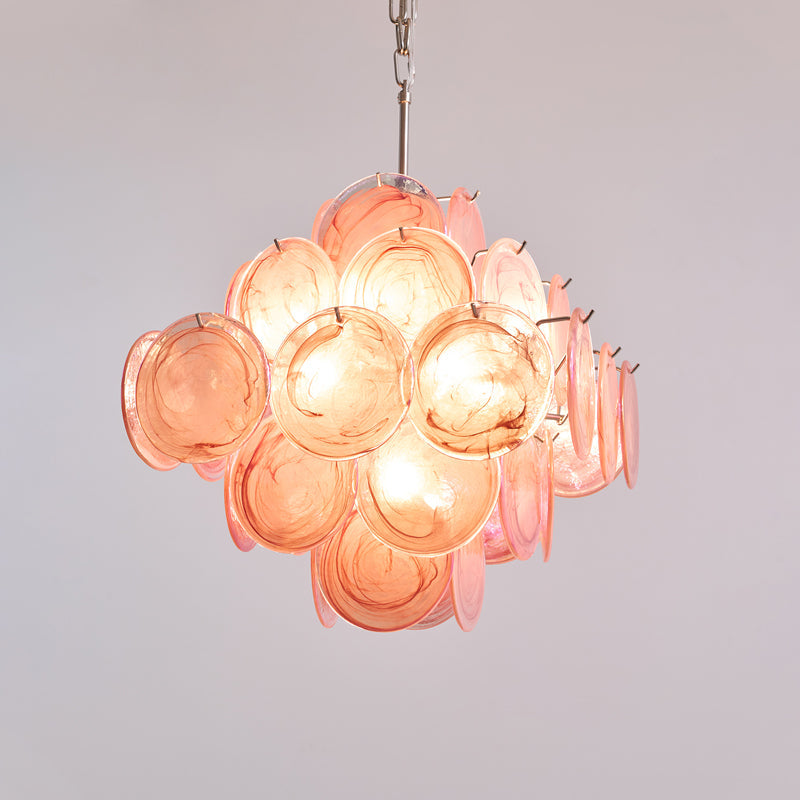 Murano Glass Chandelier | Handcrafted | Pink Cloud Shade