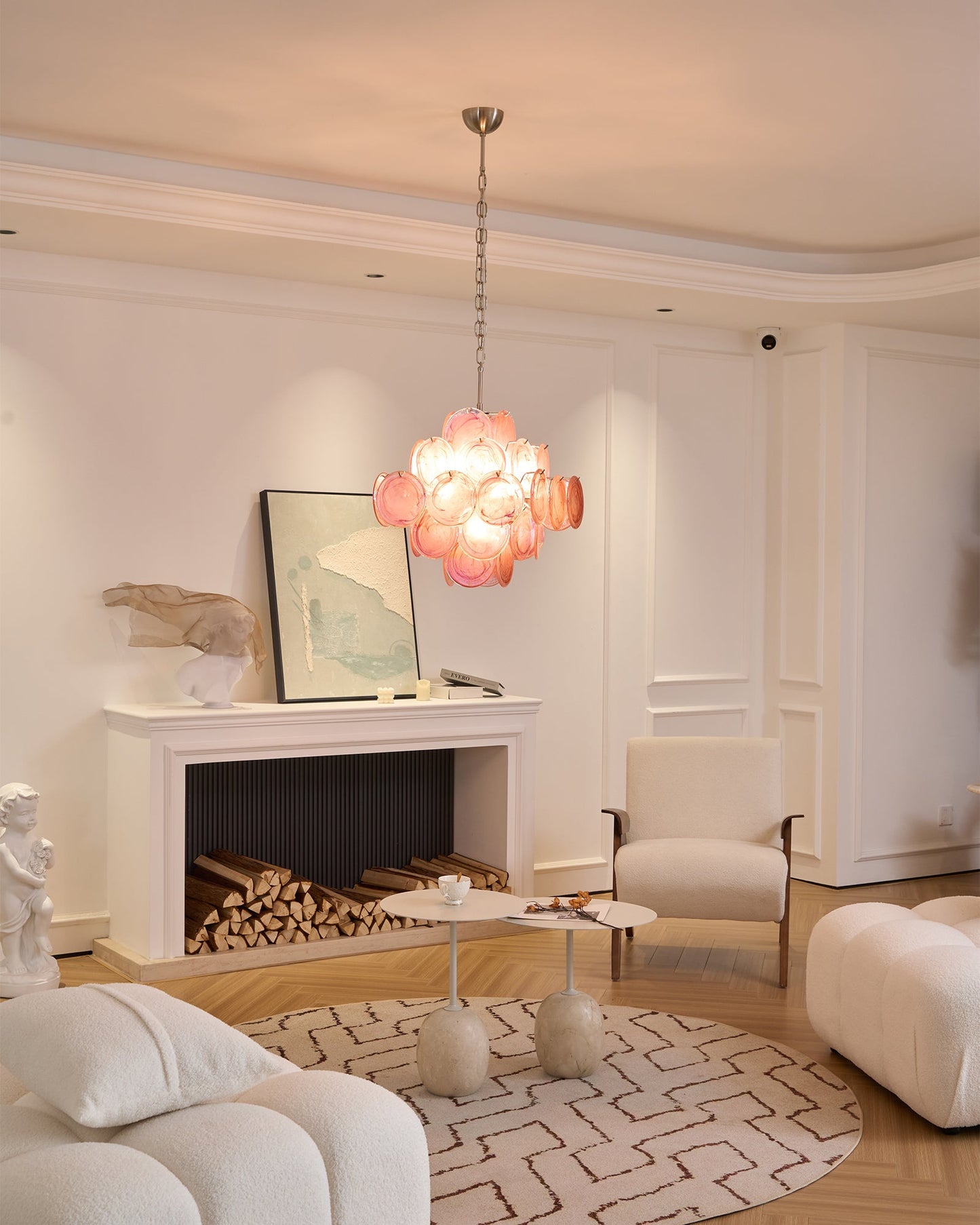 Murano Glass Chandelier | Handcrafted | Pink Cloud Shade