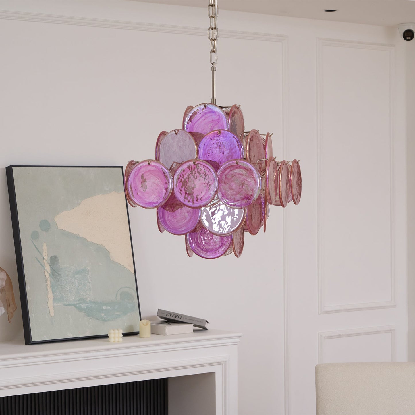 Murano Glass Chandelier | Handcrafted | Pink Cloud Shade