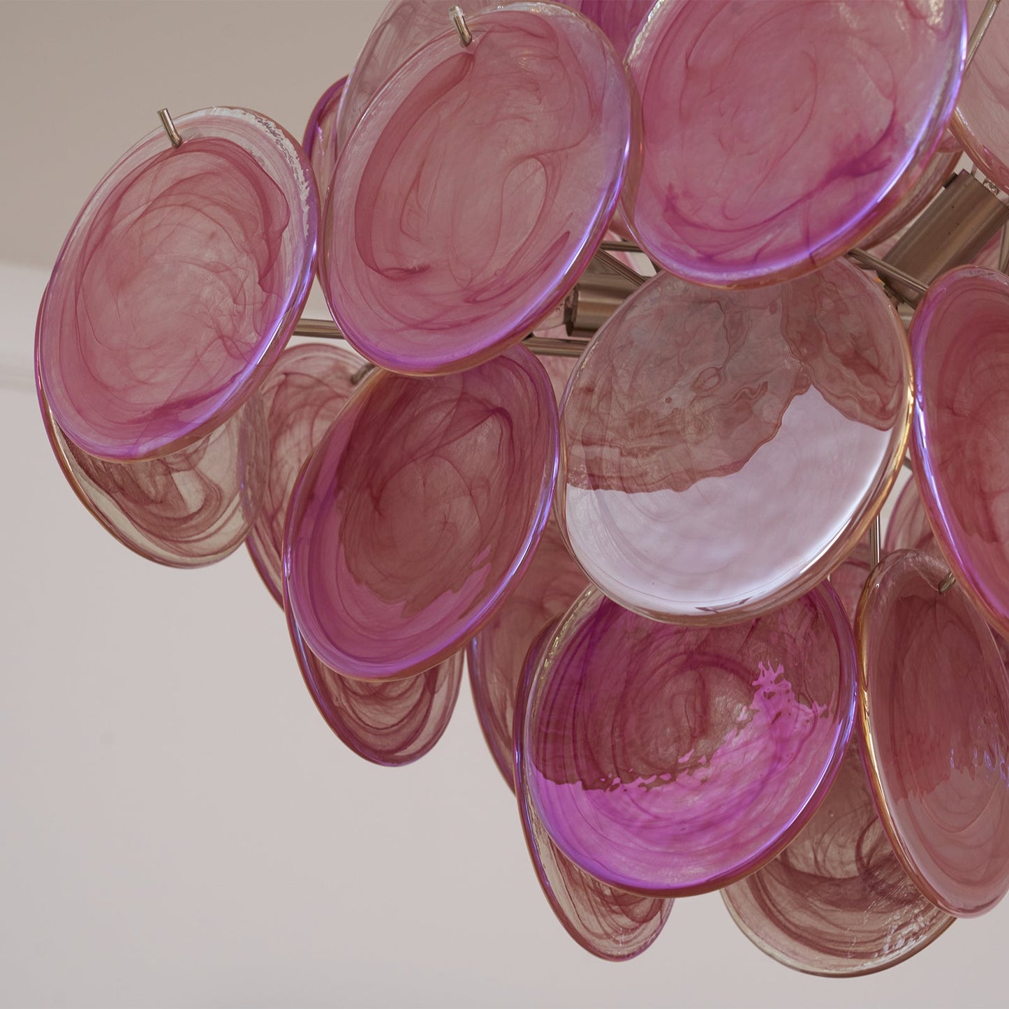 Murano Glass Chandelier | Handcrafted | Pink Cloud Shade