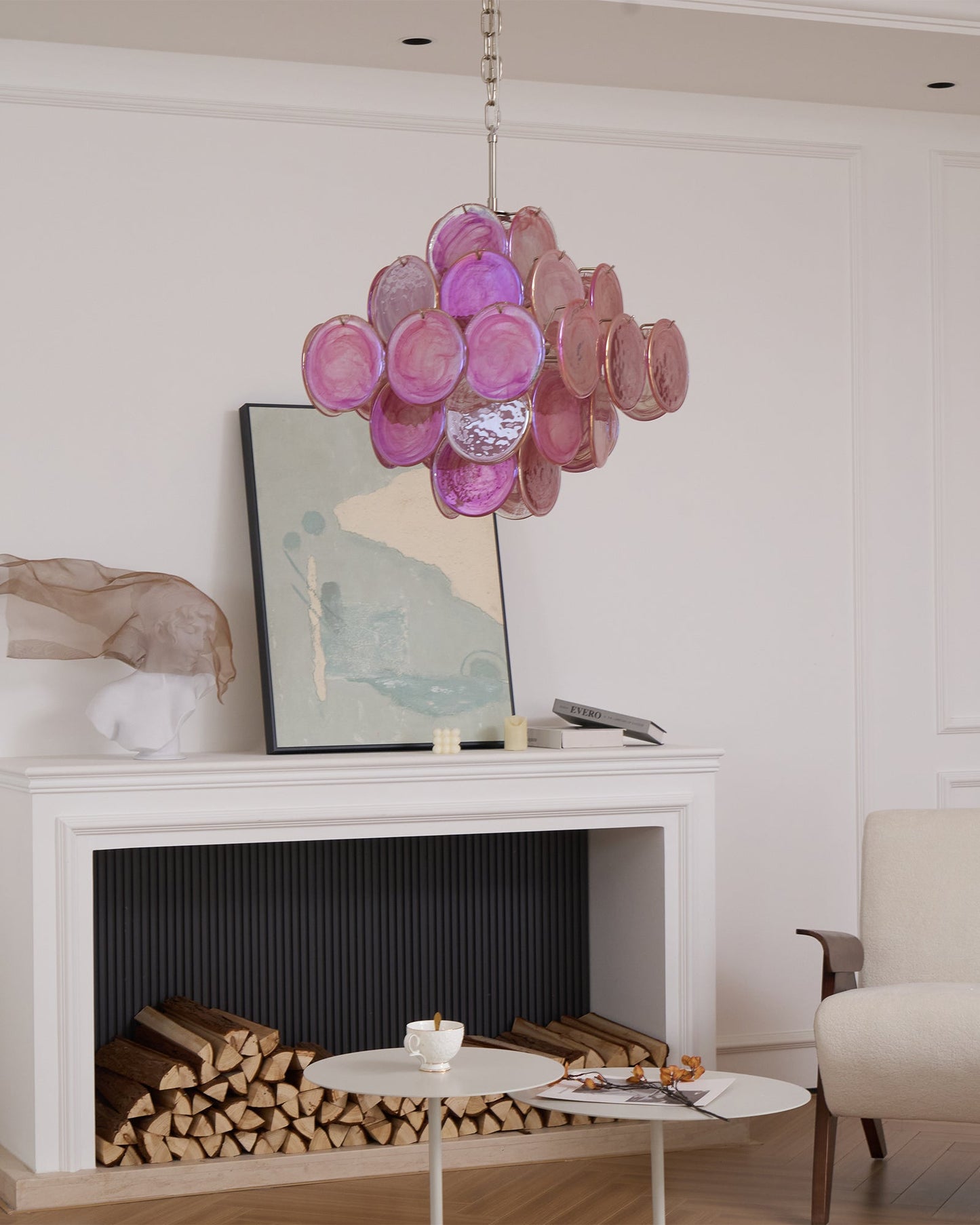 Murano Glass Chandelier | Handcrafted | Pink Cloud Shade