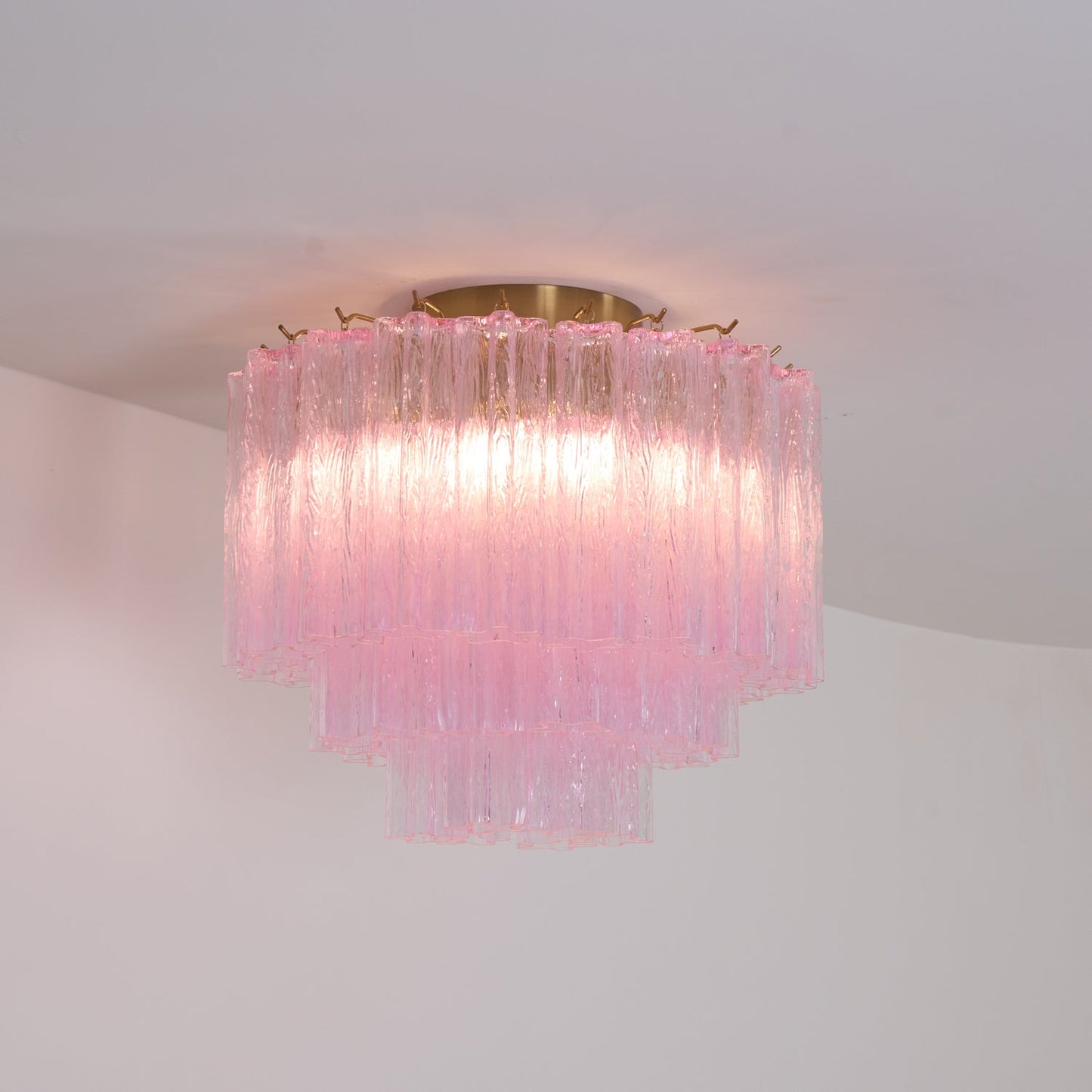 Murano Glass Ceiling Light | Pink | Gold Finish