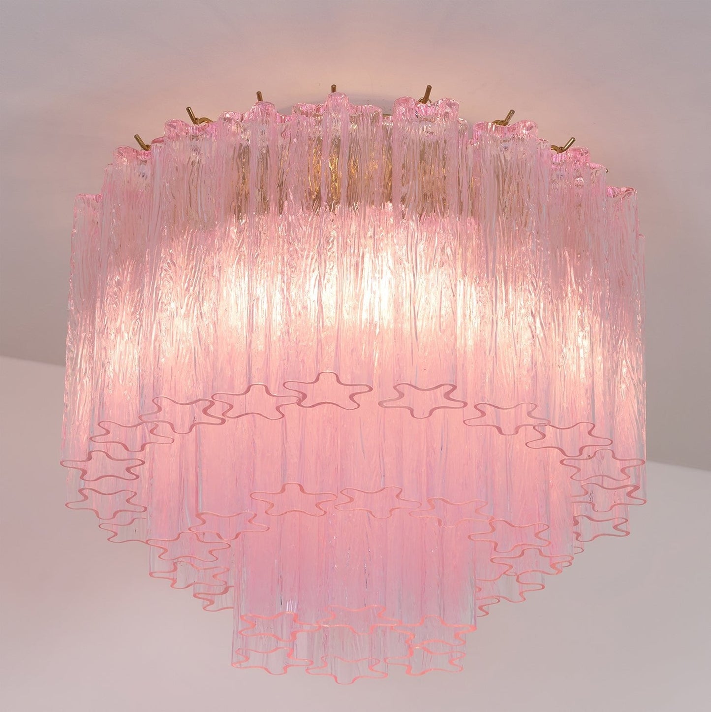Murano Glass Ceiling Light | Pink | Gold Finish