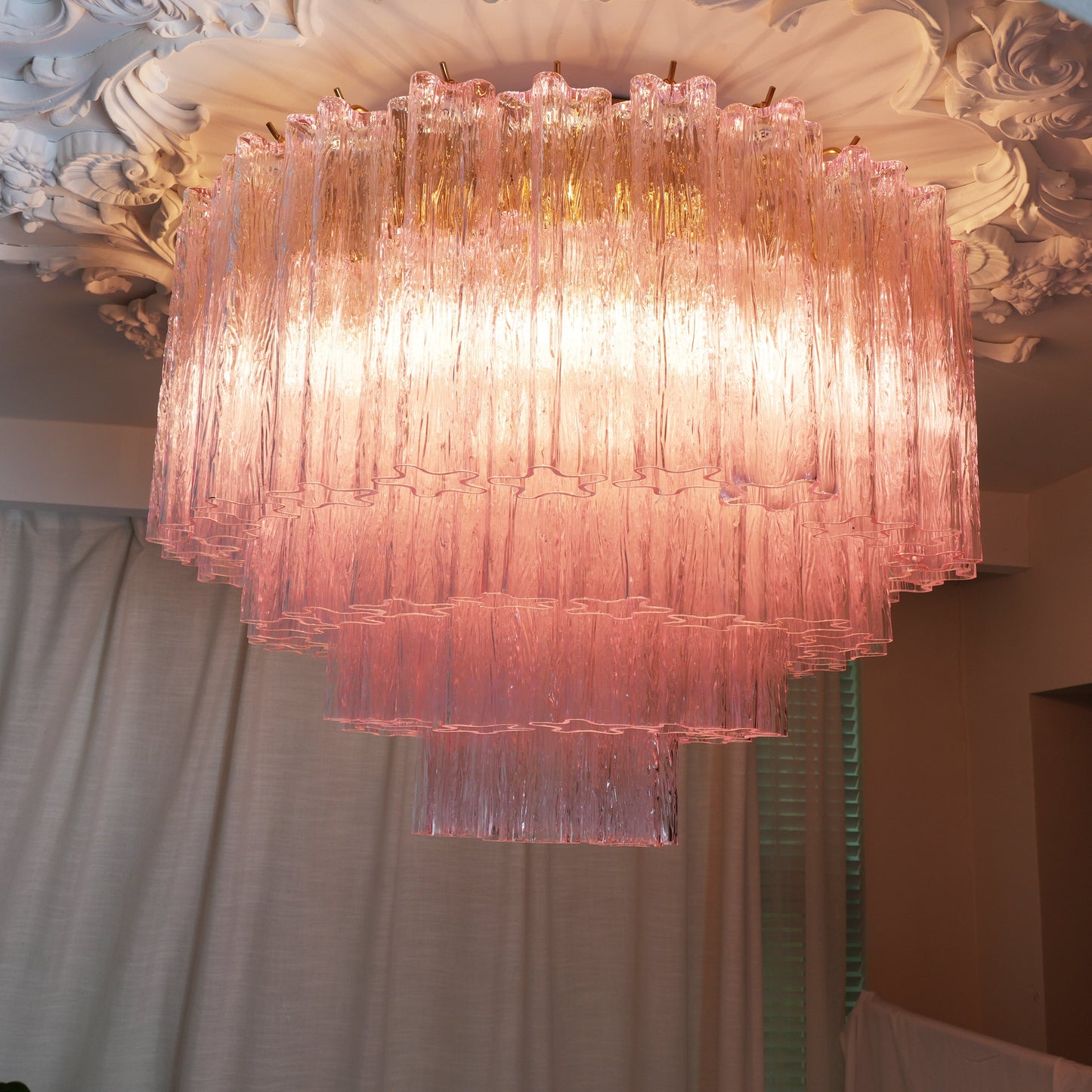 Murano Glass Ceiling Light | Pink | Gold Finish