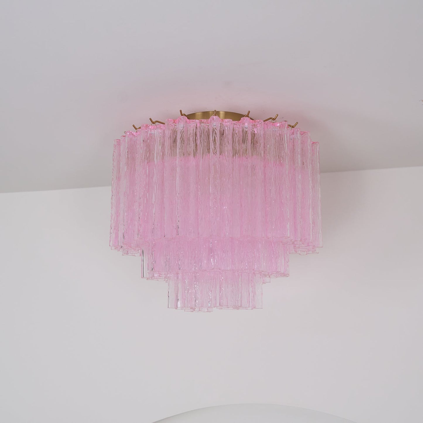 Murano Glass Ceiling Light | Pink | Gold Finish