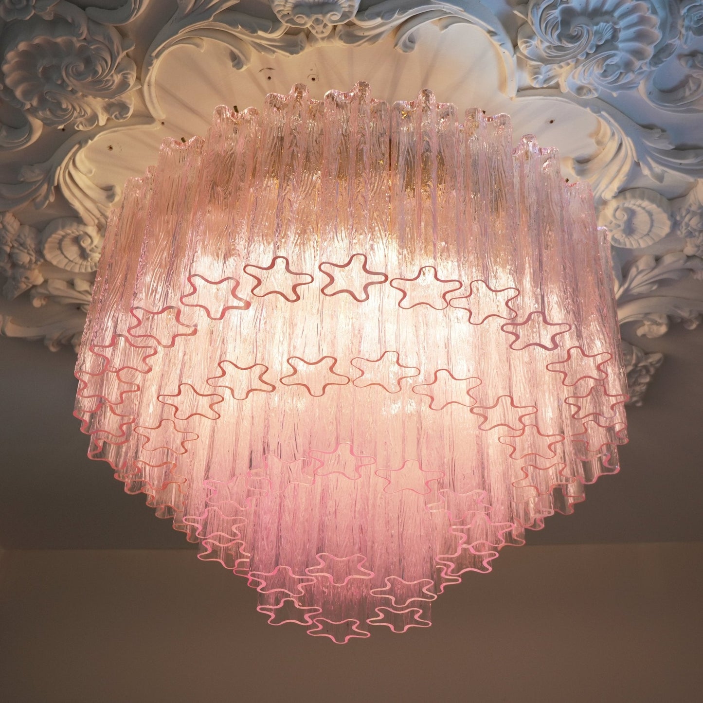 Murano Glass Ceiling Light | Pink | Gold Finish