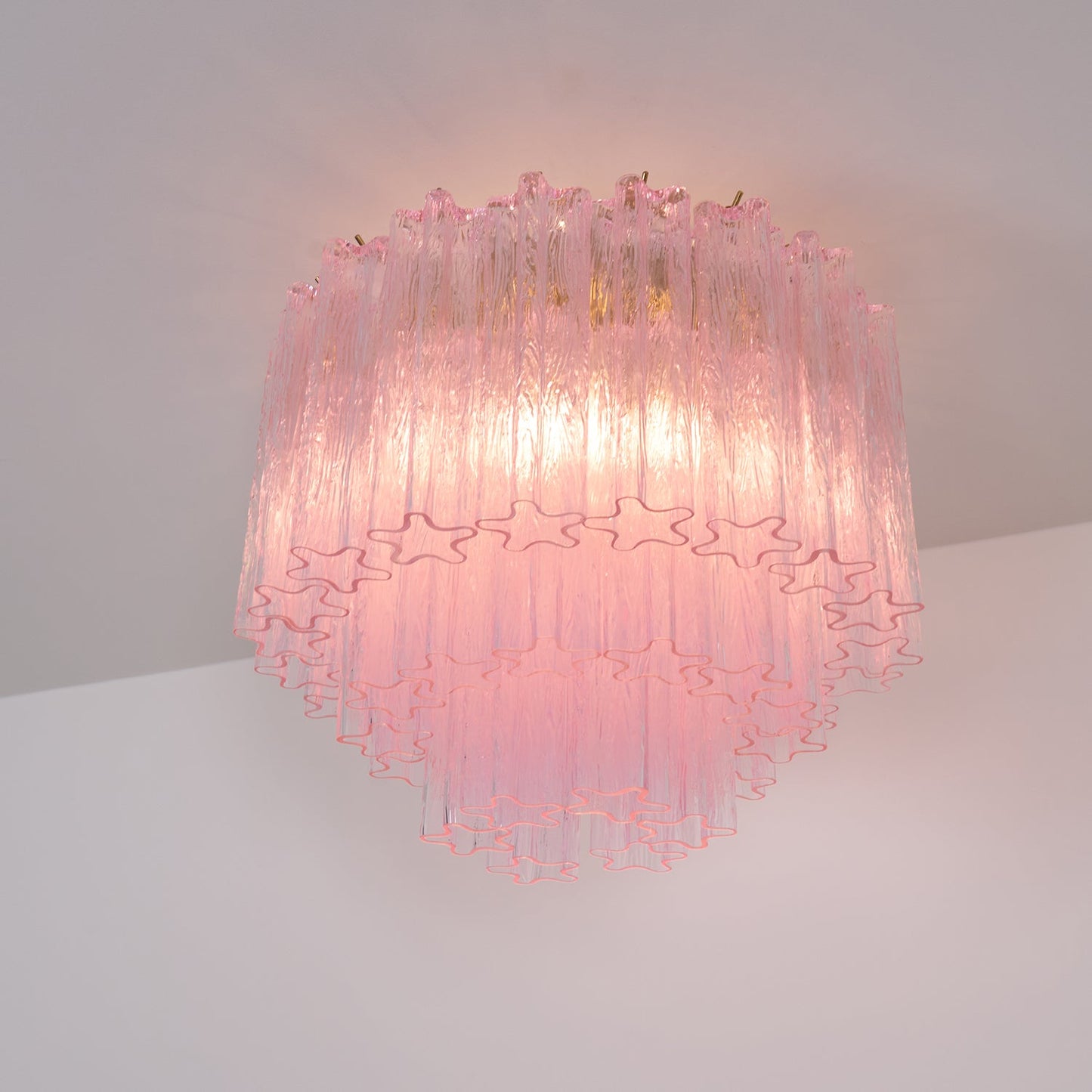 Murano Glass Ceiling Light | Pink | Gold Finish