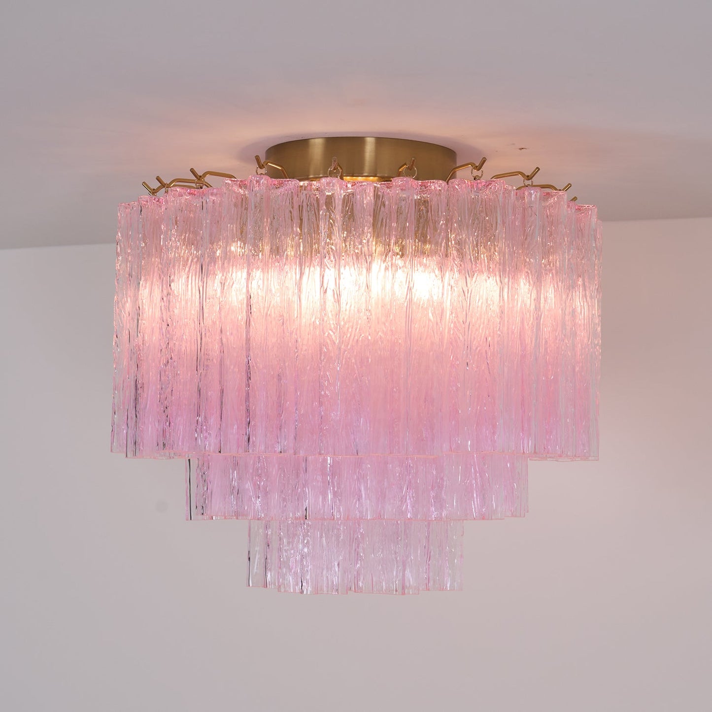 Murano Glass Ceiling Light | Pink | Gold Finish
