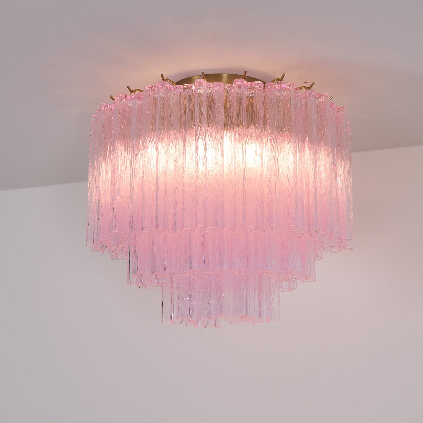 Murano Glass Ceiling Light | Pink | Gold Finish