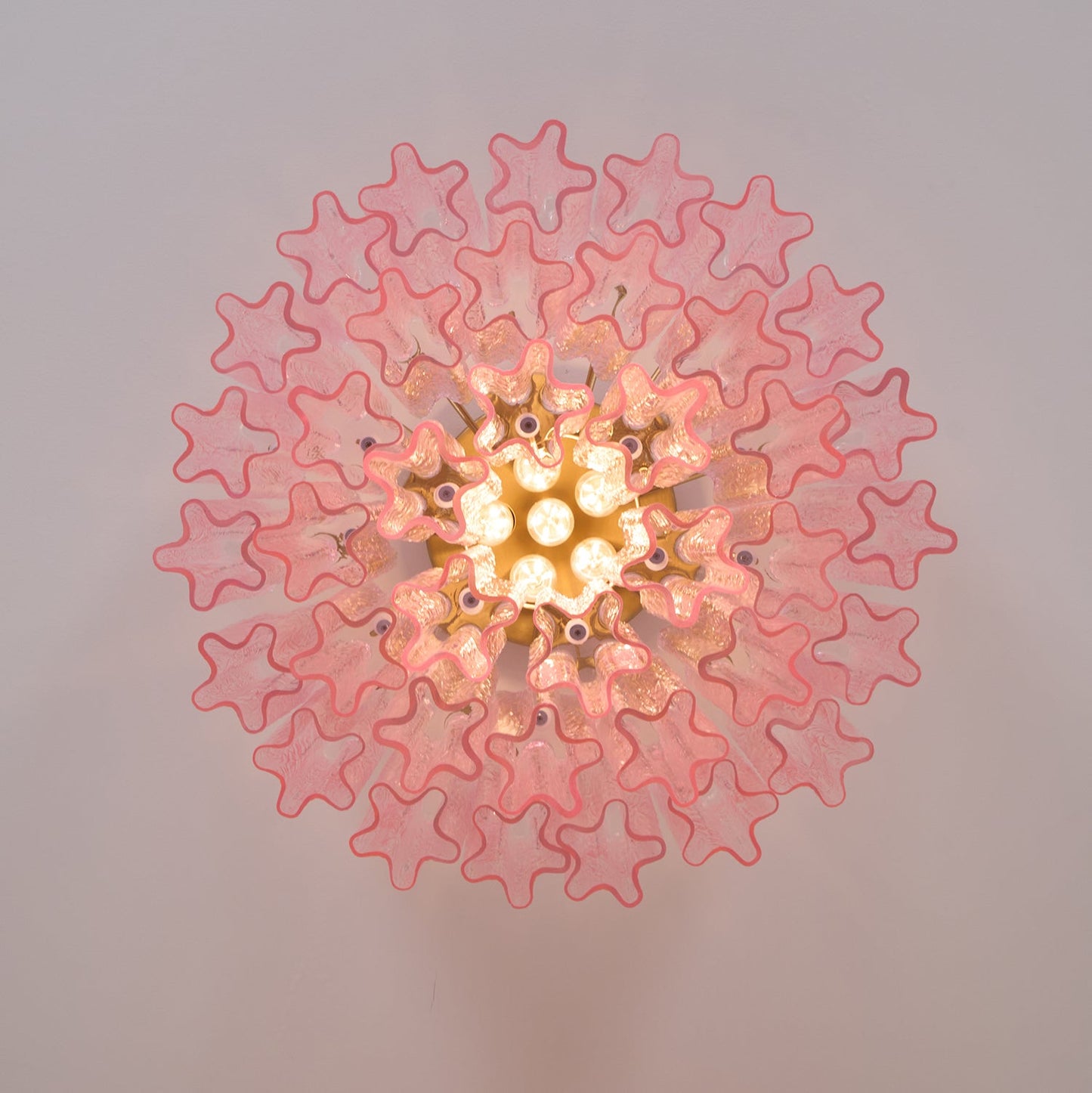 Murano Glass Ceiling Light | Pink | Gold Finish