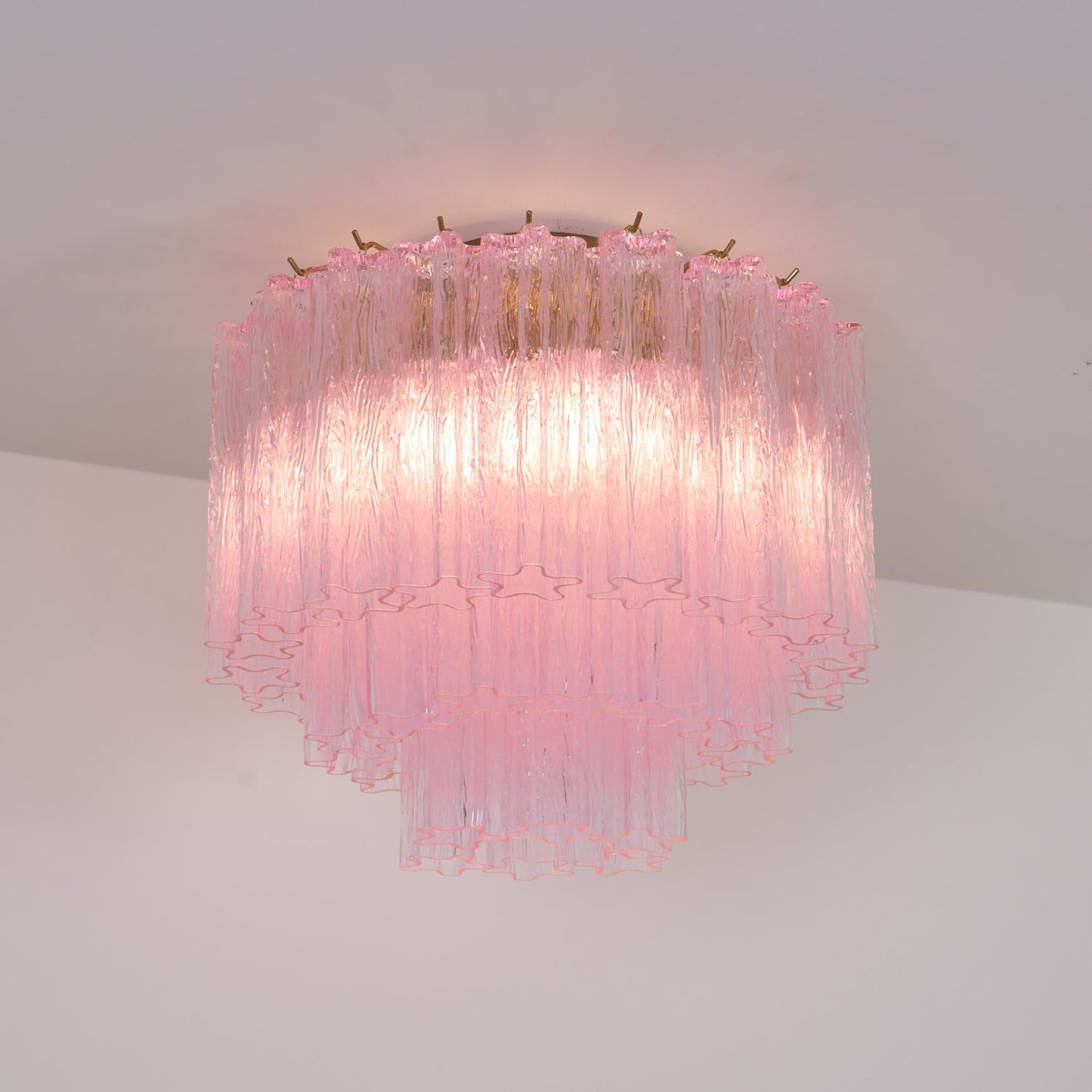 Murano Glass Ceiling Light | Pink | Gold Finish
