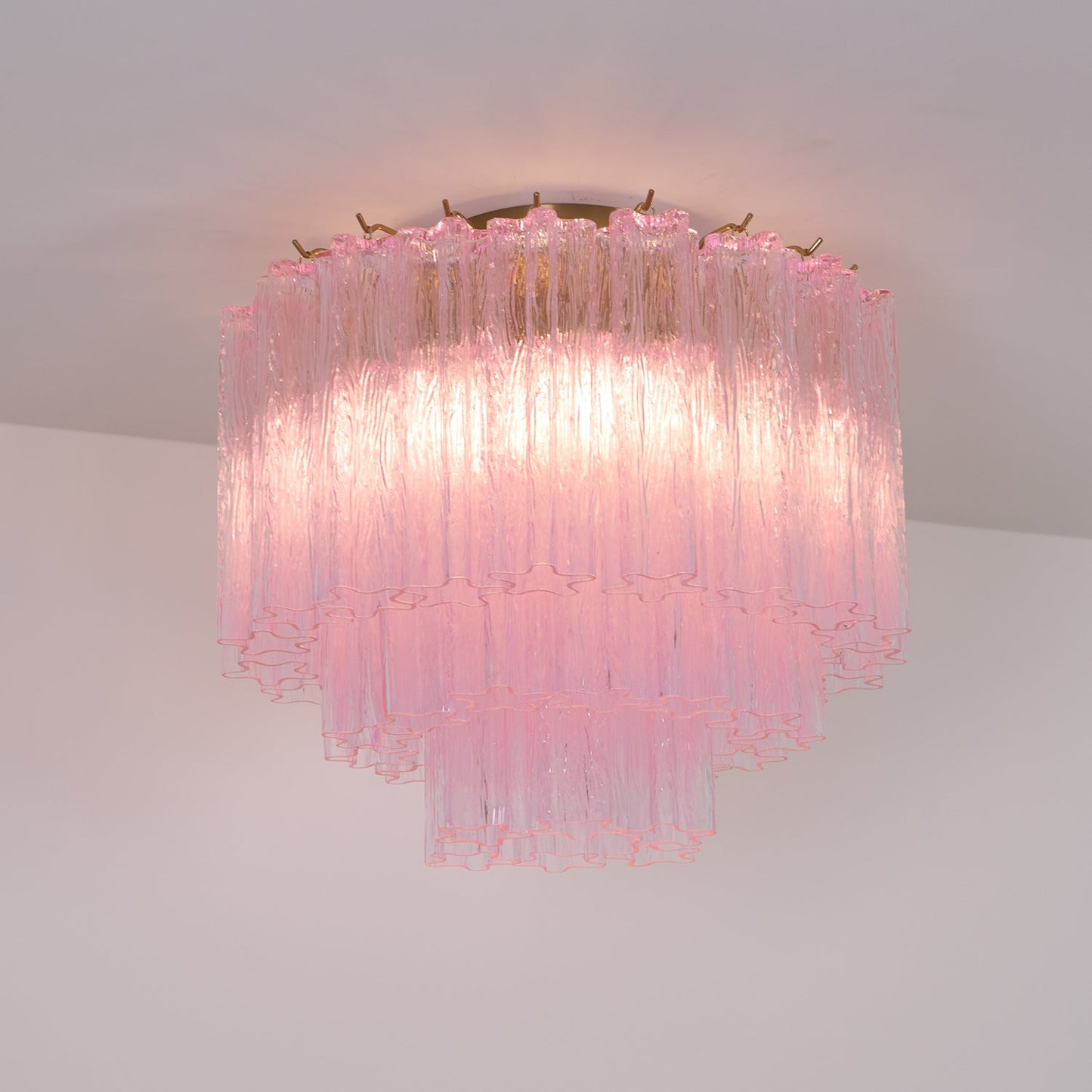 Murano Glass Ceiling Light | Pink | Gold Finish