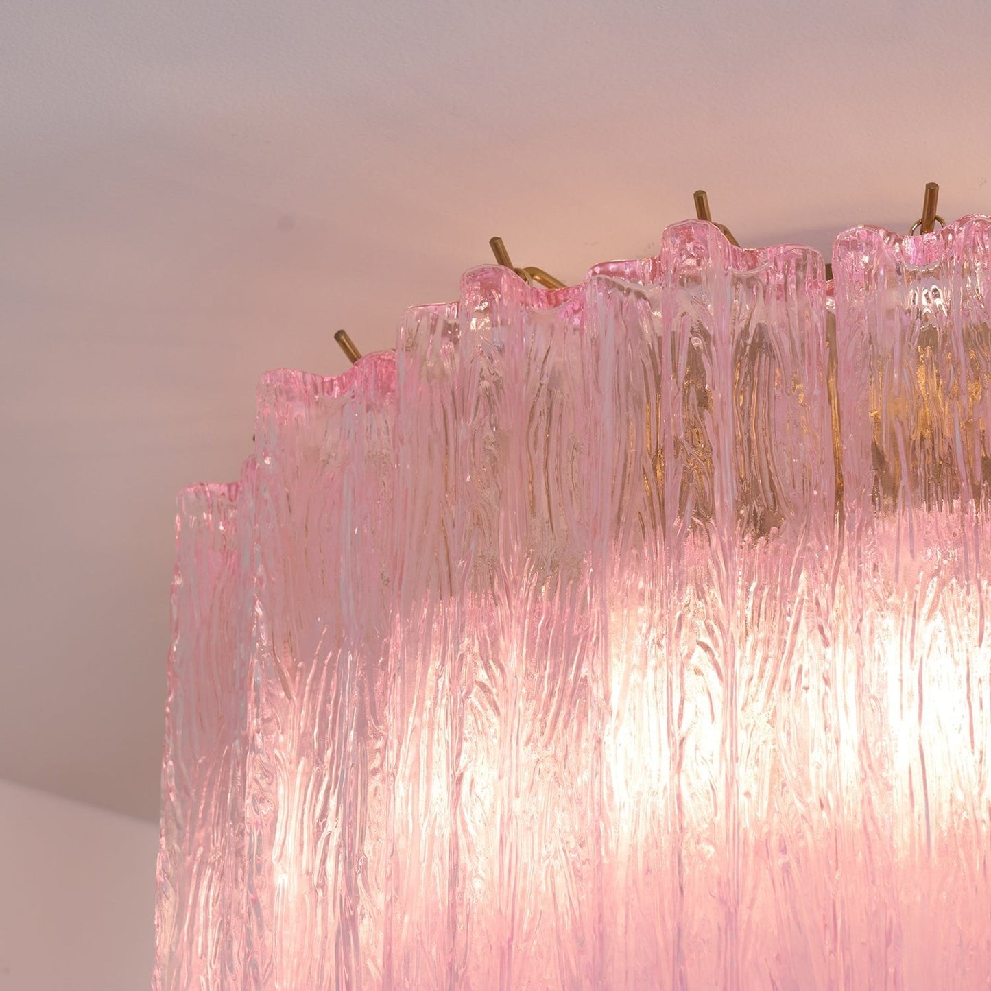 Murano Glass Ceiling Light | Pink | Gold Finish
