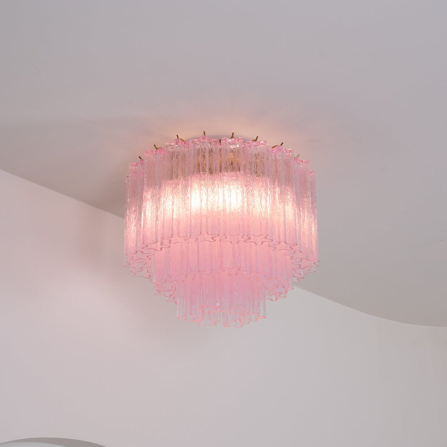 Murano Glass Ceiling Light | Pink | Gold Finish