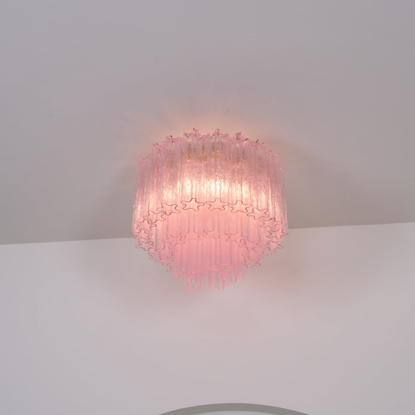 Murano Glass Ceiling Light | Pink | Gold Finish